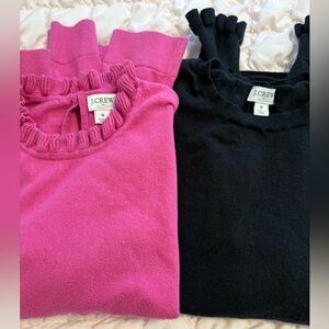 J. Crew Pink and Black Crew Neck Sweaters